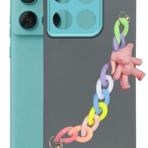 Jkobi Back Cover Case for Motorola Moto Edge 60 Fusion (Wrist Hanging Chain | Teddy Bracelet Charms | Dual Color Matte Finish | Full Camera Protection | Sleek and Professional)