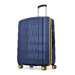 Aristocrat Comet Check-in Trolley Bag 76cm | Large | Hard Luggage| Smooth 8-Wheel Suitcase| Combination Lock with Sturdy Zipper | Full Fabric Convipack | 3-Year International Warranty (Blue)