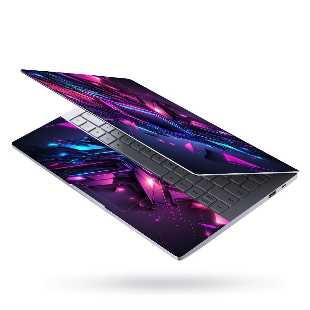 Finearts Full Body Laptop Skin Upto 15.6 inch Sticker Compatible for Dell/HP/Lenovo/Acer/Sony All Laptop Size Upto 14 to 15.6 Inch - Abstract Game Background with Blue Pink Light - Image 2