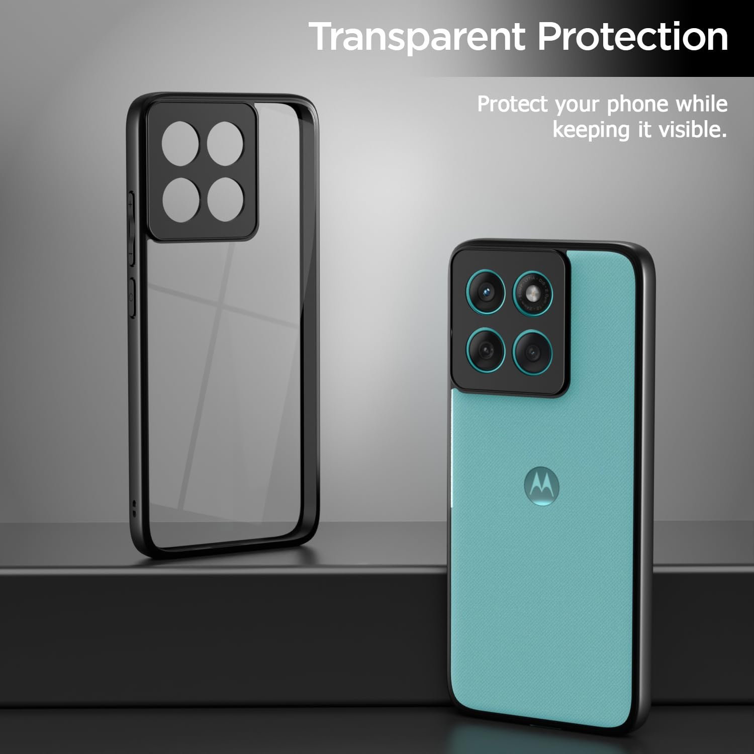 Pikkme Back Cover for Motorola Moto Edge 60 5G / Motorola Moto Edge 60 Fusion 5G | Shockproof Sleek Hybrid Armor Bumper Case (Black) - Image 2