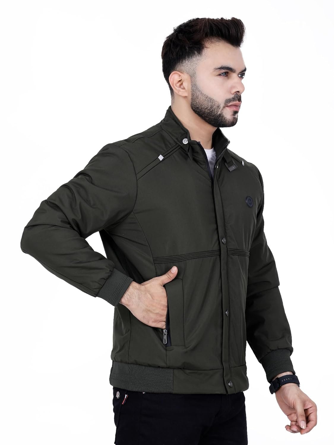 Dollar Full Sleeves Bomber Jacket for Men | TPU Men's Standing Collar Lightweight Winter Jacket, Regular Fit - Image 7