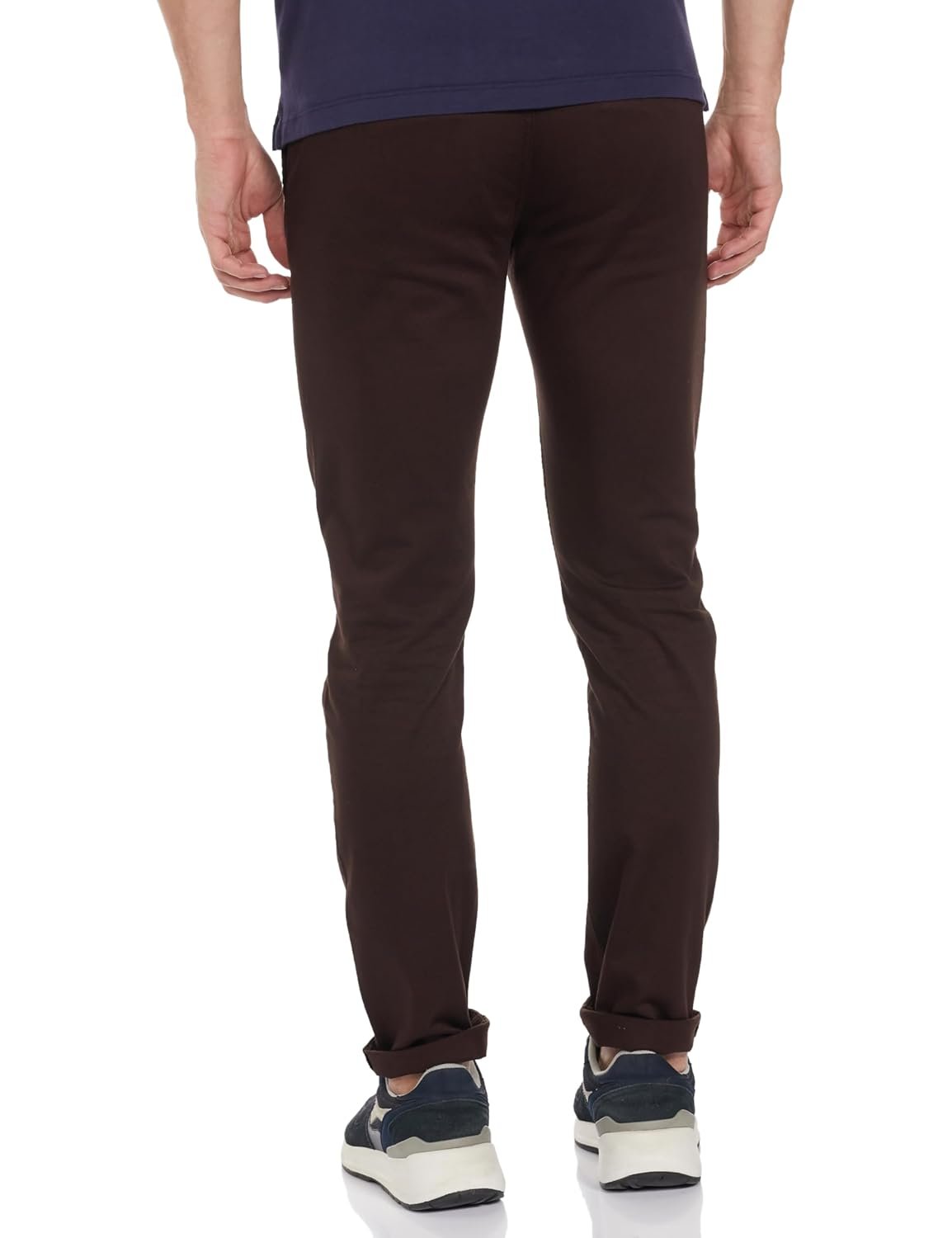 Peter England Men's Super Slim Fit Stretchable Cotton Satin Casual Trousers | Office Sleek & Trendy Look - Image 2