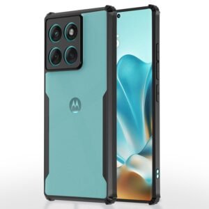 Pikkme Back Cover for Motorola Moto Edge 60 5G / Motorola Moto Edge 60 Fusion 5G | Ultra Hyrbid | Full Camera Protection | Raised Edge | Crystal Clear Transparent Bumper Case (Black)