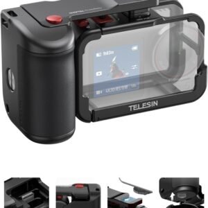 TELESIN Metal Aluminum Alloy Street Grip Kit for DJI Osmo Action 5 Pro/4/3 | Camera Grip Handle with Ultra-Light Cage | Patented Seesaw Shutter Button | Ergonomic Holder Set