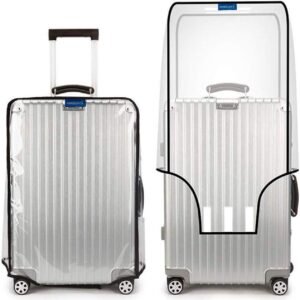 PVC Zippered Clear PVC Suitcase Covers Protectors, Soft Side Waterproof Dustproof 8 Spinner Wheel Suitcase Covers Case for Wheeled Luggage Trolley Protective Covers (Medium)