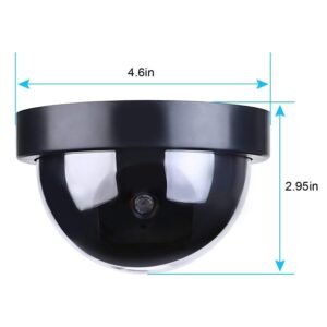 Dummy Fake Wired Security CCTV Dome Camera with Flashing Red Led Light for Indoor Outdoor Home Business (2 Pcs/Black)