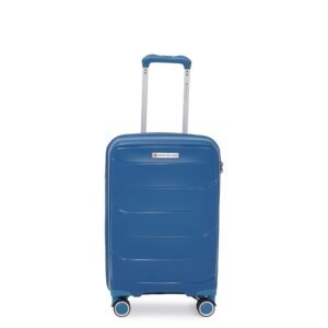Swiss Military Edge 55cm Lightweight Hardsided Small Cabin Luggage Trolley Bag, Premium PP Suitcase with Anti-Theft Organizer Zipper & Combination Lock, 360° Spinner Wheels 51L Capacity- Navy