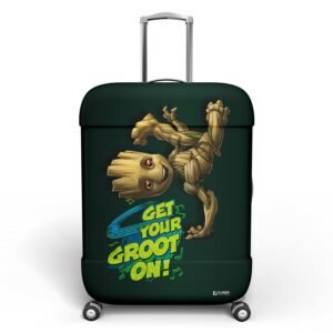 Kuber Industries Marvel I Am Groot Luggage Cover | Polyester Travel Suitcase Cover | Washable and Stretchable Suitcase Protector | 22-26 Inch | Medium | Green