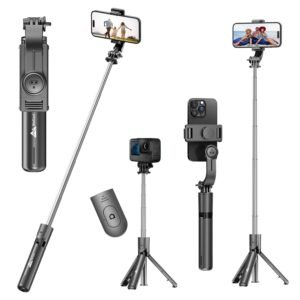 WeCool S1 Selfie Stick Tripod, 3-in-1 Multifunctional Design with Detachable Wireless Remote, Portable & Lightweight Phone Tripod for Vlogging, Photography, iPhone & Android Smartphones