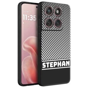 Fashionury Back Cover Case for Motorola Edge 60 Fusion 5G| Matte Soft Silicon Flexible | Camera Bump Protection | Name with Pattern | Get Your Name on Mobile Cover (Black)
