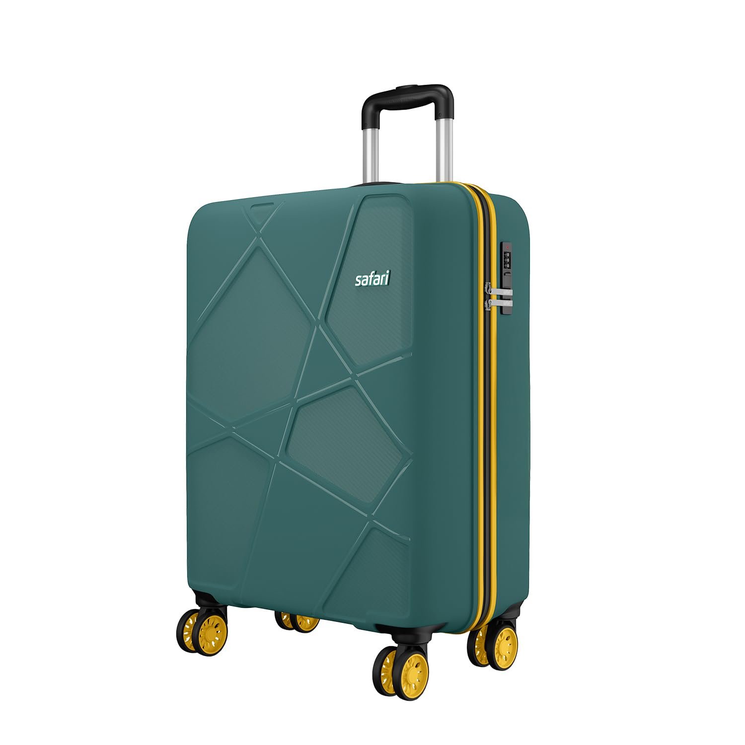 Safari Pentagon Neo 8 Wheels 55Cm Cabin Trolley Bag Hard Case Polypropylene, 360 Degree Wheeling Carry on Luggage, Travel Bag, Suitcase for Travel, Trolley Bags for Travel, Sage Green