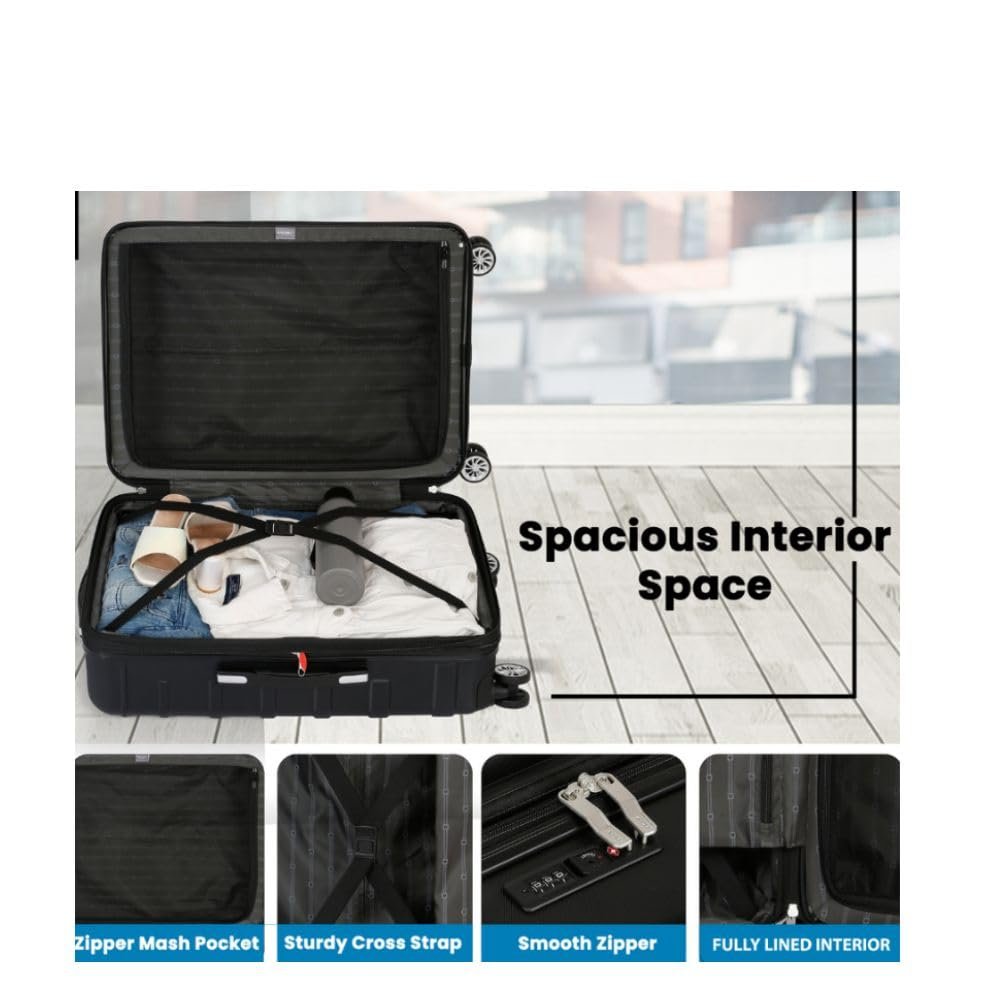 DELSEY PARIS Margot 68 cms Medium Check-in Polycarbonate Hard Sided 8 Wheels and Expandable Spinner Suitcase/Trolley Bag for Travel with TSA Lock- Black - Image 7