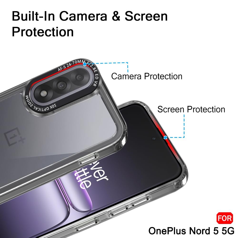 TheGiftKart Hybrid Shockproof Back Cover Case for OnePlus Nord 5 5G | Stylish Camera Border | Plated Buttons | Crystal Clear Hard Back Cover Case for OnePlus Nord 5 5G (TPU & PC, Smoked Bumper) - Image 5