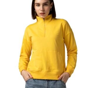 FYLTR Women’s Casual Stand Collar Sweatshirt with Drop Shoulder & Boxy Fit – Zip Closure | Utility Pockets | Rib Hem & Cuff | Sweatshirts for Women | Casualwear