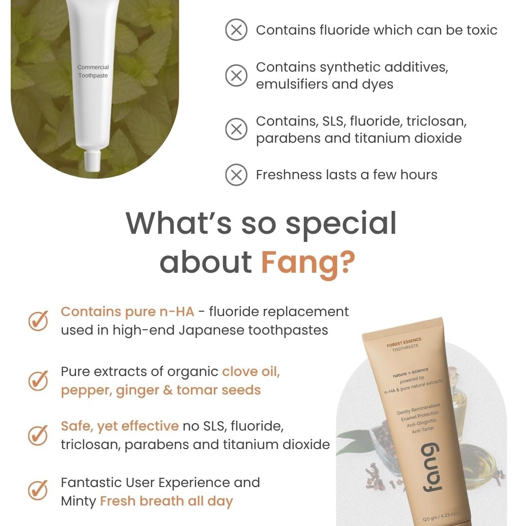 Fang Forest Essence Natural Toothpaste|Fluoride Free Hydroxyapatite|Teeth Whitening|Heals Sensitive Teeth|Fights Cavities,Gum Diseases & Bad Breath|Sls & Chemical Free|Organic, Vegan,1 Count - Image 5