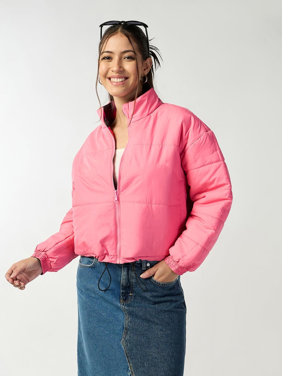 Bewakoof Women's Nylon Oversized Fit High Neck Puffer Jacket | Jacket for Women Winter Wear - Image 2