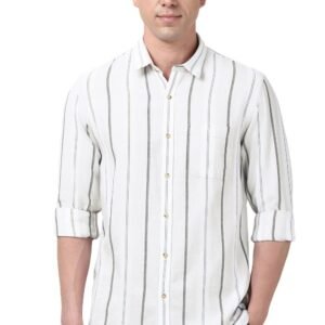 Peter England Mens Cotton Blend Classic Fit Shirt Full Sleeves,Subtle Stripes