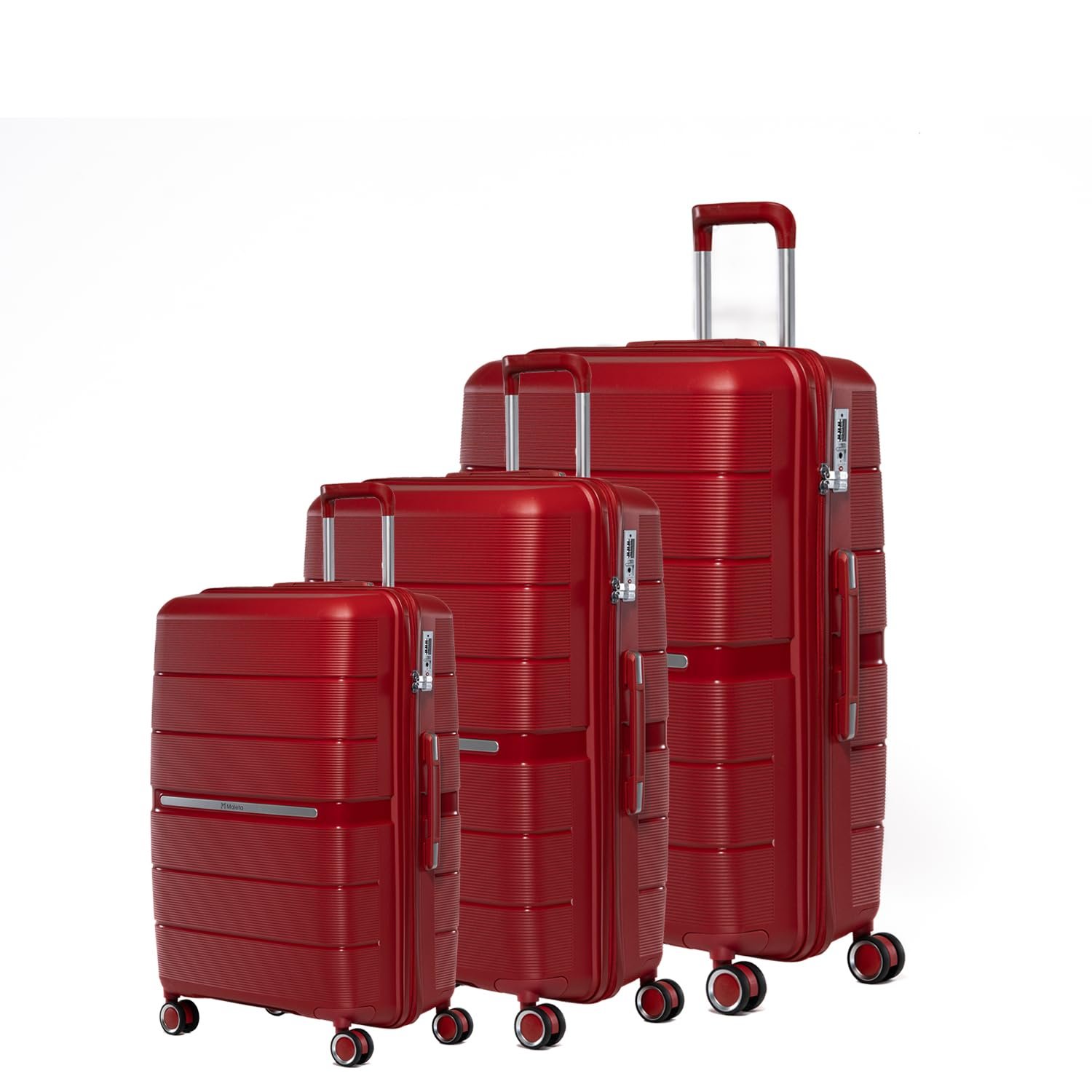 Maleta Pearl Set | Hardcase Luggage, TSA Lock| Trolley Bags for Travel | Luggage Bags for Travel | Suitcase (Set of 3 (Small+Medium+Large), Red)