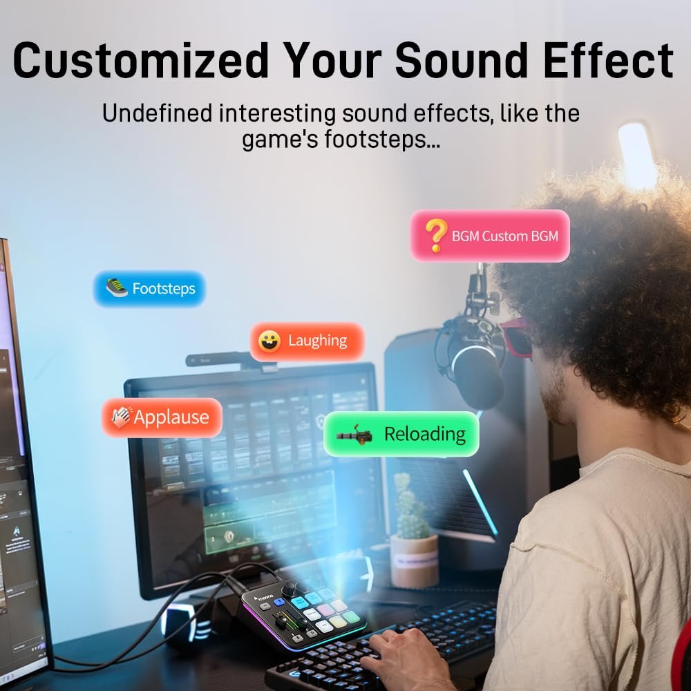 MAONO Gaming Audio Podcast Mixer, Streaming RGB PC Mixer with XLR Microphone Interface, Bluetooth, Volume Fader, Mute Button, 48V Phantom Power, for Podcast/Recording/Vocal/Game Voice-G1 NEO, Black - Image 3