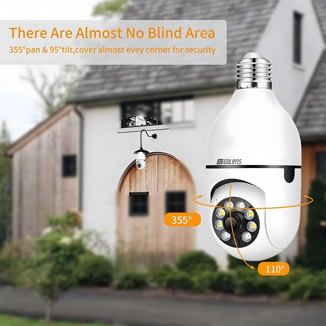Golens WiFi CCTV 3MP Bulb Camera for Home Outdoor | 1080P HD | Pan & Tilt | Night Vision | Motion Alert | E27 CCTV | Real-time Alert | 2-Way Audio | Wireless Camera | WC10K - Image 6