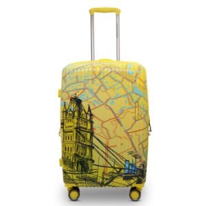 AMERICAN TRAVELLER London Tower Trolley Bag | Lightweight Polycarbonate Hard Shell Luggage | 360° Spinner Wheels | Expandable Suitcase | Stylish Luggage | Trolley Bag Combo (24, Yellow)