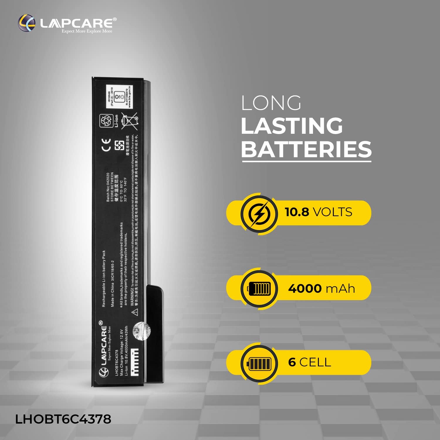 Lapcare BIS Certified Compatible Laptop Battery for HP EliteBook 8460P 8470P 8570P 8560P ProBook 6470B 6360B 6460B 6465B 6560B 6565B-(Black) - Image 3