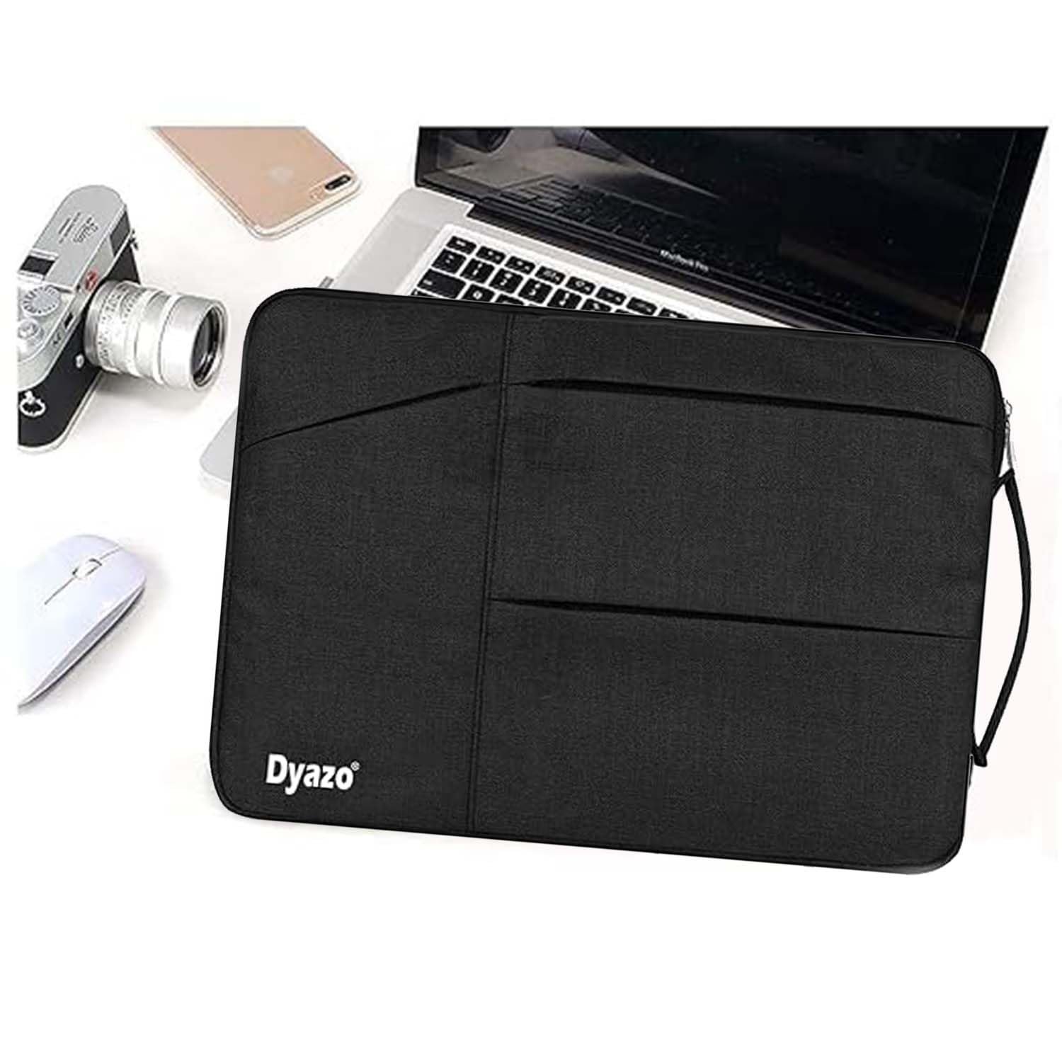 Dyazo 15-15.6 Inch Laptop Sleeve Case | Water Resistant Cover with Charger Pouch & Three Front Pockets | Compatible for Dell, HP, MacBook, Lenovo, Acer, Asus & All Other Notebooks (Black) - Image 5