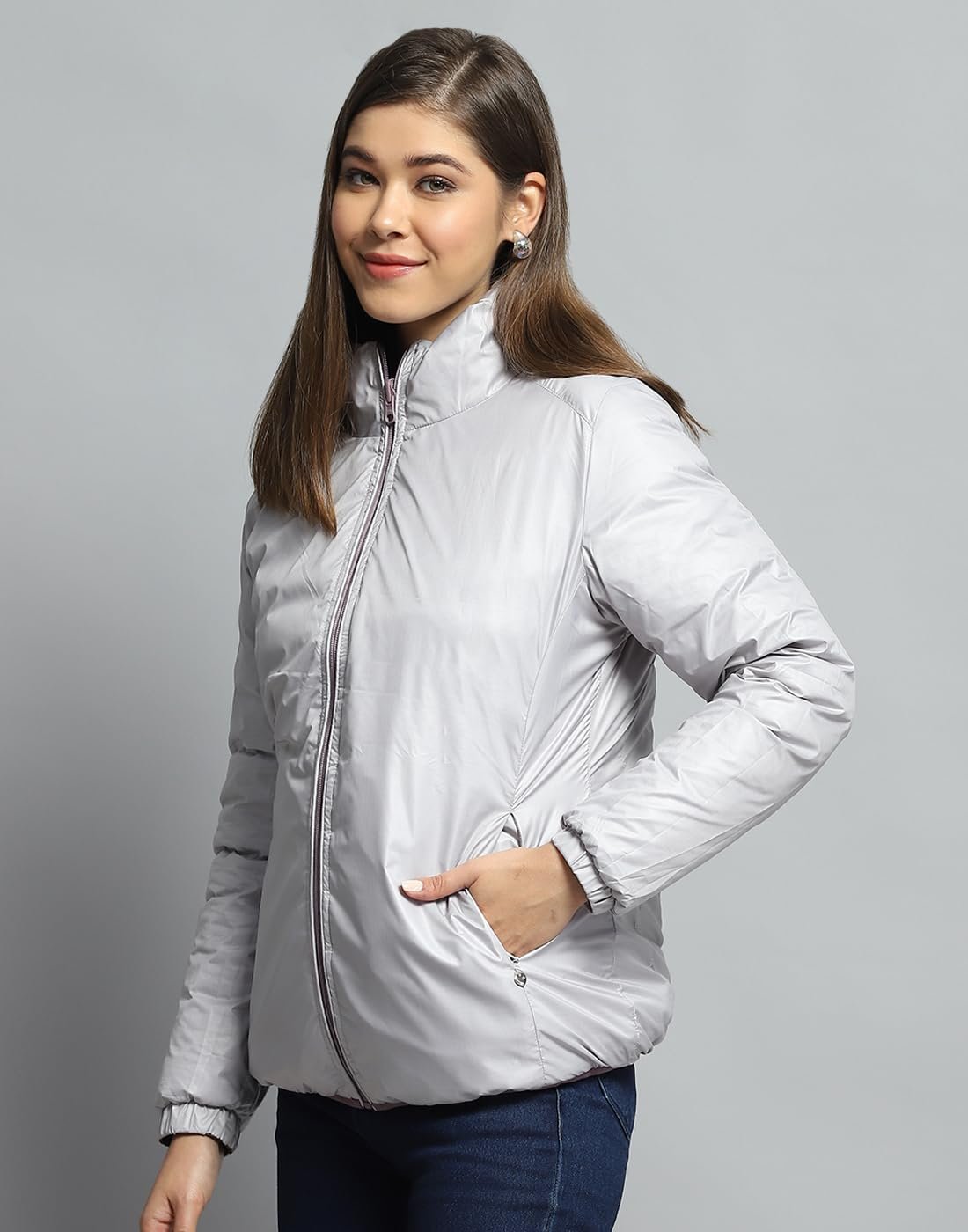 Monte Carlo Women's Reversible Winter Jacket | Stylish Regular Fit Quilted Puffer Coat | Full Sleeve Solid Zipper Closure Travel Jacket For Women's - Image 8