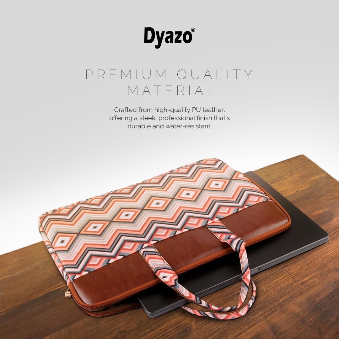 Dyazo Laptop Sleeve Bag | Jute & Vegan Leather Handcrafted | Office Handbag with Zipper | 15 inch to 15.6 inch for Woman | Compatible for Dell, HP, MacBook, Lenovo, Asus, Acer and Other Notebook - Image 2