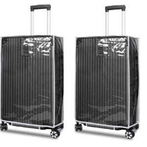 Handcuffs Transparent Protective Zipper PVC Dust Proof Cover for Luggage/Suitcase Trolley Bags (30″) (Pack of 2) Grey
