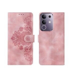 amazon basics Vivo T4X 5G Flip Cover | Card Pockets Wallet & Stand | Flip Cover for Vivo T4X 5G (Pink Flower)