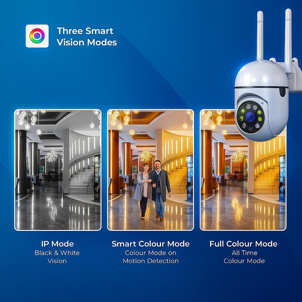 Fire turtle 1080p FHD WiFi Wireless Security Camera with Audio & Night Vision - Live Feed, Motion Detection, Perfect for Home & Office Security (Wall Camera) - Image 3