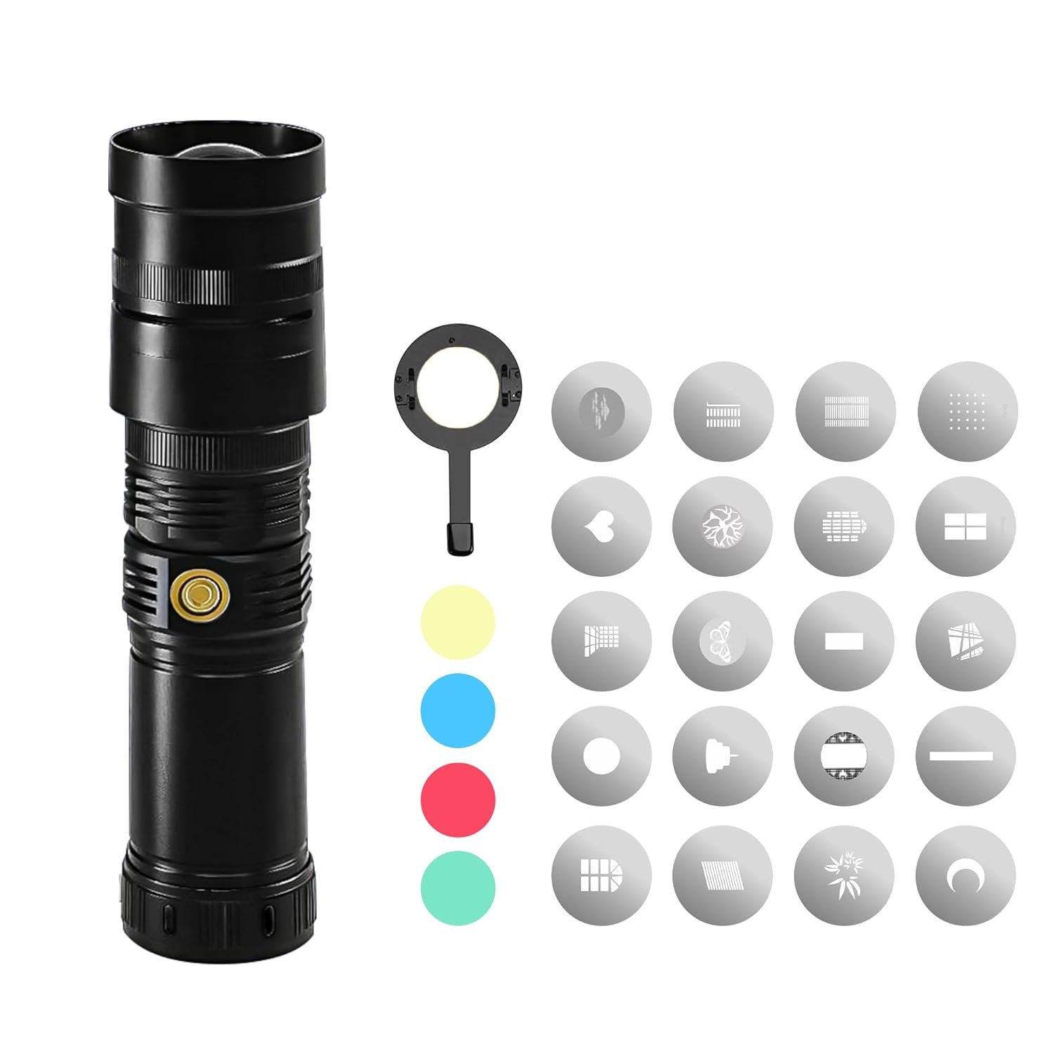 Digitek (DS 40 WTP PRO) Portable Torch Projector Snoot with Dedicated Professional Lens & Push Pull Adjustable Focused Beam, 20 Projection GOBOs