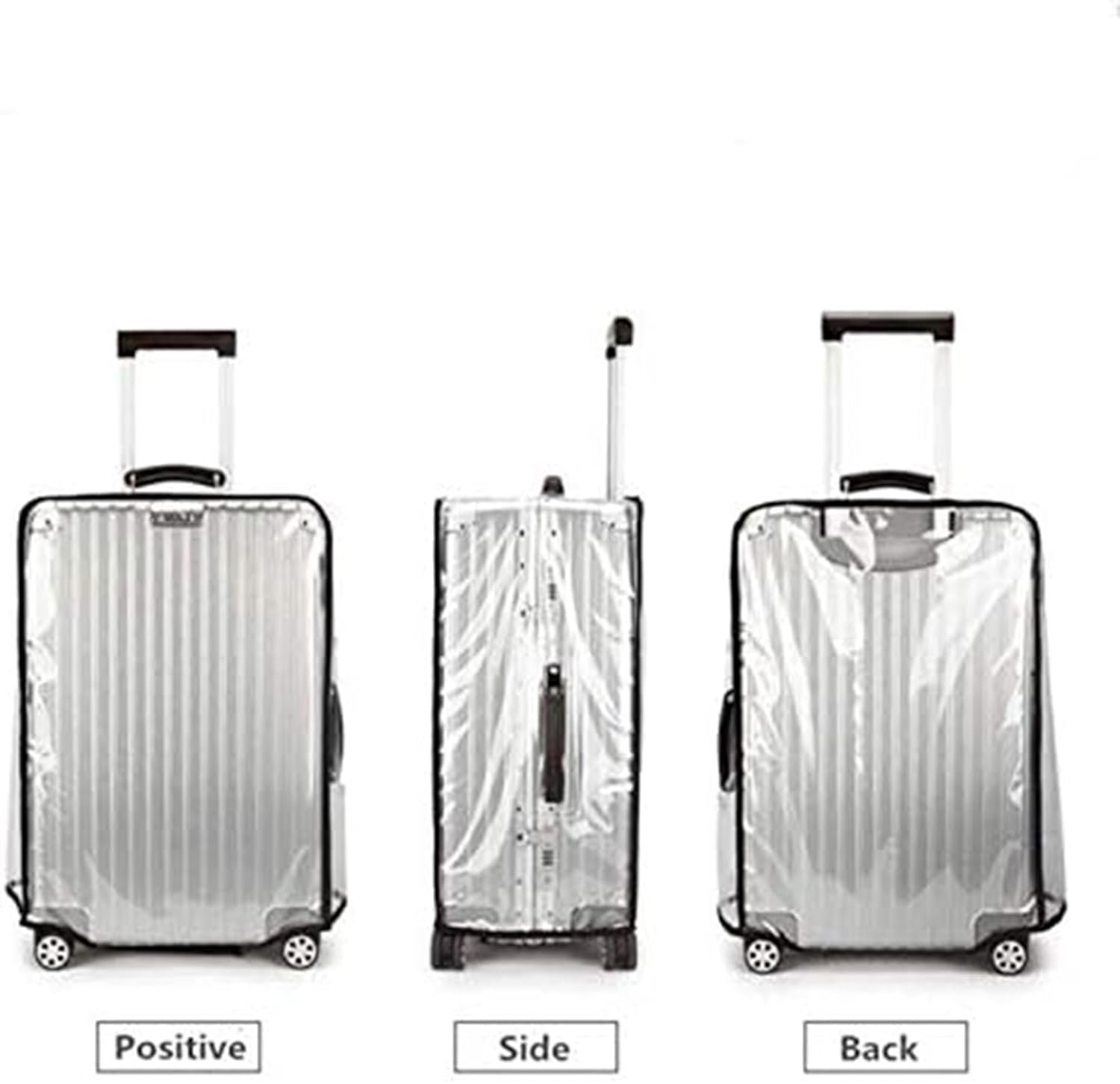 Handcuffs Transparent Protective Zipper PVC Dust Proof Cover for Luggage/Suitcase Trolley Bags (25", Pack of 2) Black - Image 3