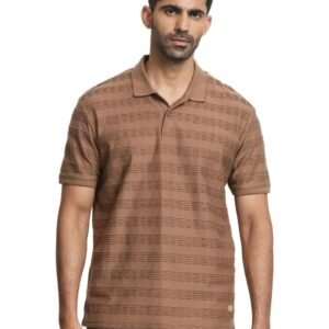 MUFTI Brown Solid Polo T-Shirt