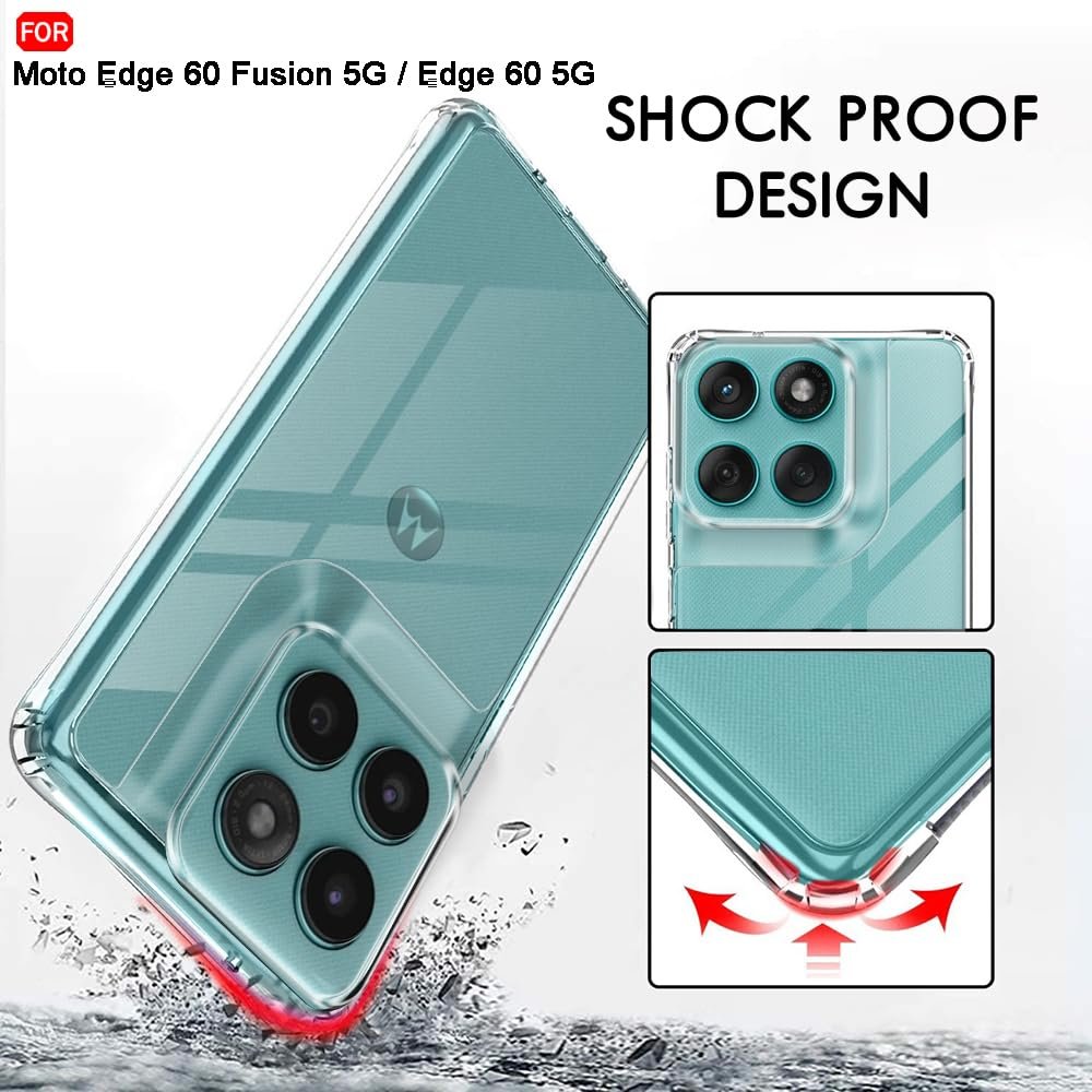 TheGiftKart Hybrid Shockproof Back Cover Case for Motorola Moto Edge 60 Fusion 5G / Moto Edge 60 5G | Hard Back Cover Case (PC & TPU, Transparent Clear Back, Clear Sides) - Image 3