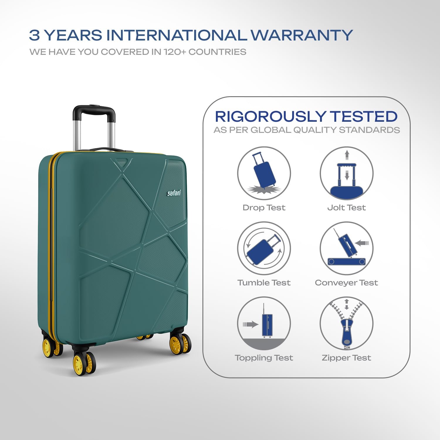 Safari Pentagon Neo 8 Wheels 55Cm Cabin Trolley Bag Hard Case Polypropylene, 360 Degree Wheeling Carry on Luggage, Travel Bag, Suitcase for Travel, Trolley Bags for Travel, Sage Green - Image 7