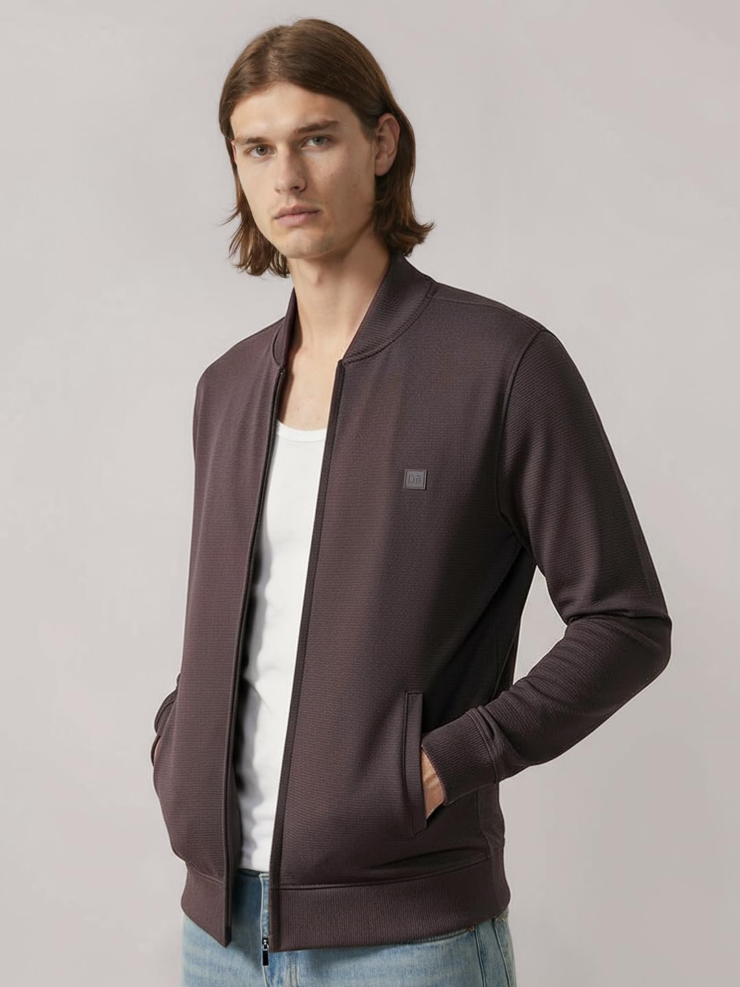 DAMENSCH Winter Jacket For Men, Textured Zipper Sweatshirt For Man, Shape and Colour Retaining ReNEWd Ottoman Zip Bomber Jacket - Image 5