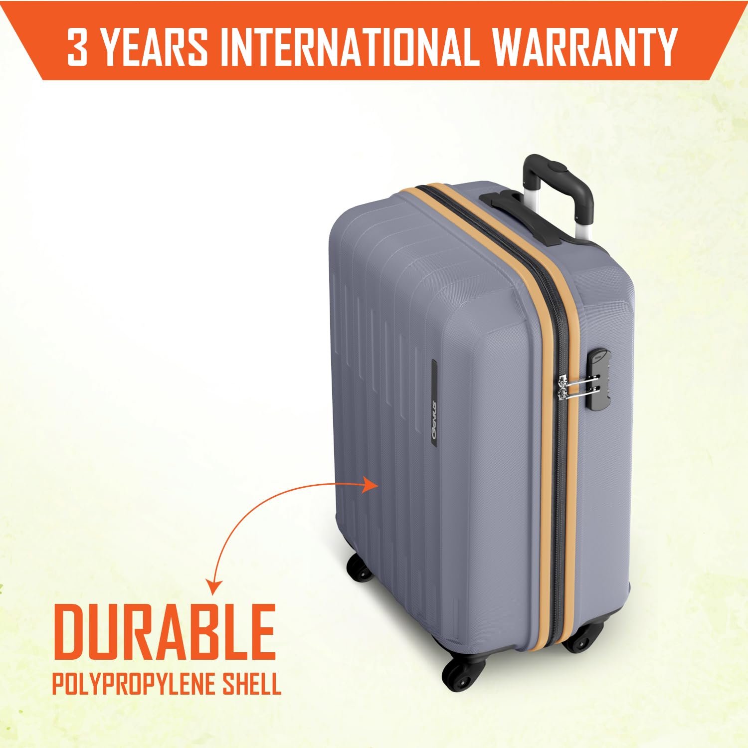 Safari Genius Alley 55cm Cabin Trolley Bag Hard Case Polypropylene, 4 Spinner Wheels, 360 Degree Wheeling Carry on Luggage, Travel Bag, Suitcase for Travel, Trolley Bags for Travel, Flintstone - Image 2