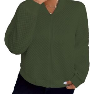 Shasmi Women’s Polyester Solid Color Long Sleeve Zip Up Bomber Casual Baseball Spring & Autumn Solid Texture Baseball Collar Jacket (JW 147)