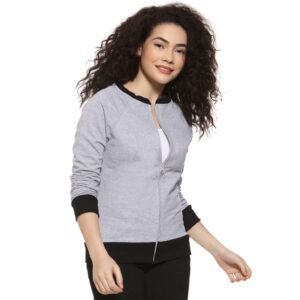 Campus Sutra Women’s Solid Cotton Regular Jacket Relaxed Fit for Casual Wear | Low-Standing Collar | Latest Stylish Jacket Crafted with Comfort Fit and High Performance for Everyday Wear