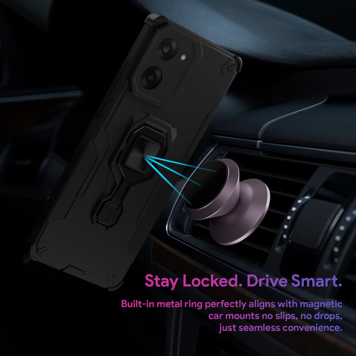 Amazon Basics Tough Armor Back Cover for Oneplus Nord CE 5 5G | Kickstand & Raised Edges | 360° Full Camera Protection Bumper Case (Black) - Image 5