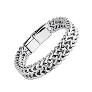 Bracelet for Man, Mens Accessories Stylish Hand Accessories,Suitable for Both Men and Boys， Fashion Gift for Birthday and Anniversary,Stainless Steel White Bracelet