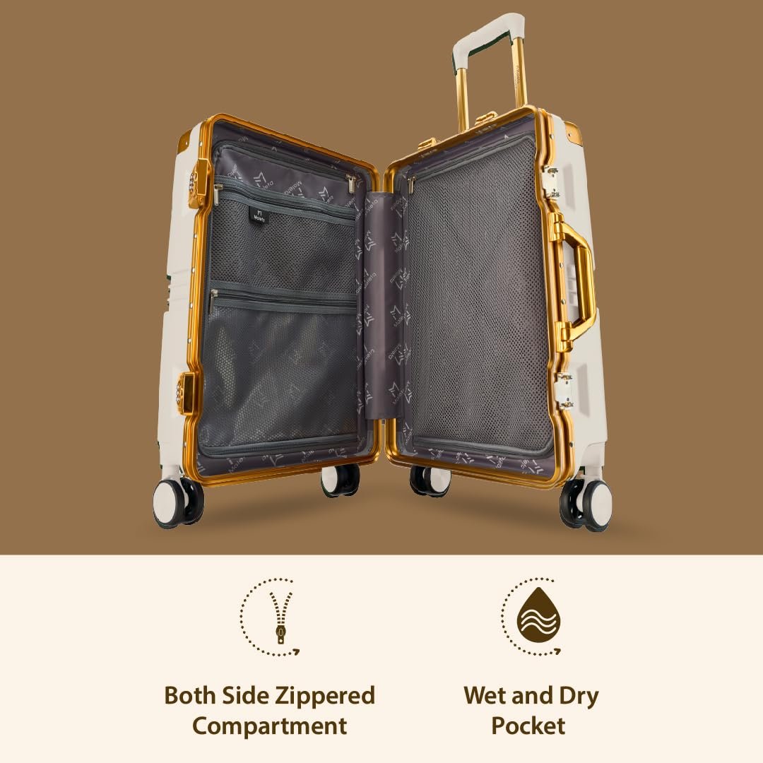 Maleta Gold Series Check-in Medium + Check-in Large | 24’’ and 28’’ | Premium, Aluminium Frame | Luggage for Travel | Trolley Bag for Travel Set of 2 (White, Set of 2(Medium-Large)) - Image 7