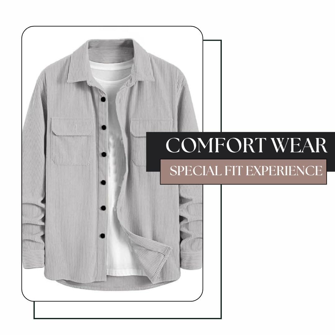 MiraMichi Men's Full Sleeve Corduroy Striped Casual Jacket, Ideal for Everyday Stylish Outfits - Image 4