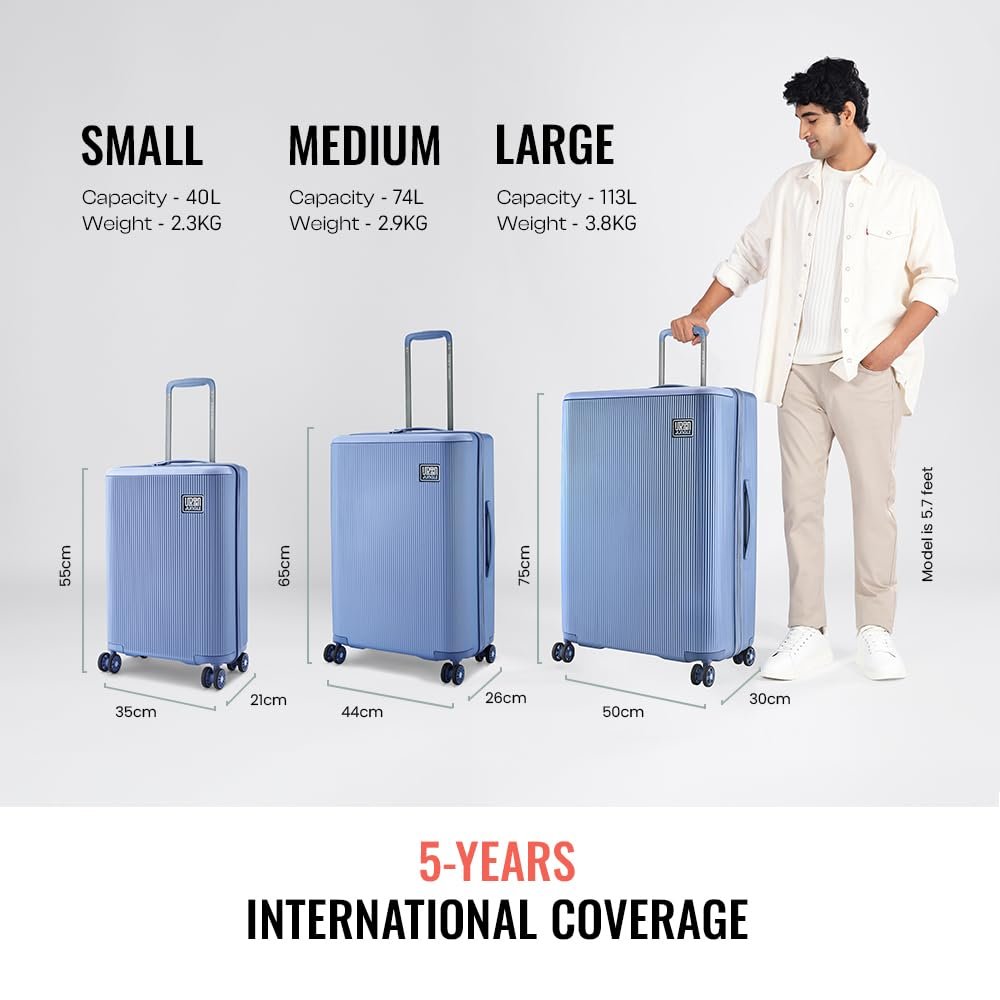 Urban Jungle by Safari, The Lumolite Light Weight Medium (65cm) Check in Trolley, 74L Capacity Hard Sided Polycarbonate Suitcase,TSA Approved Lock, 8 Silent Wheels (Blue) - Image 6