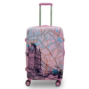 AMERICAN TRAVELLER London Tower Trolley Bag Set of 3 | Lightweight Polycarbonate Hard Shell Luggage | 360° Spinner Wheels | Expandable Suitcase | Stylish Luggage | Trolley Bag Combo (1, Pink)