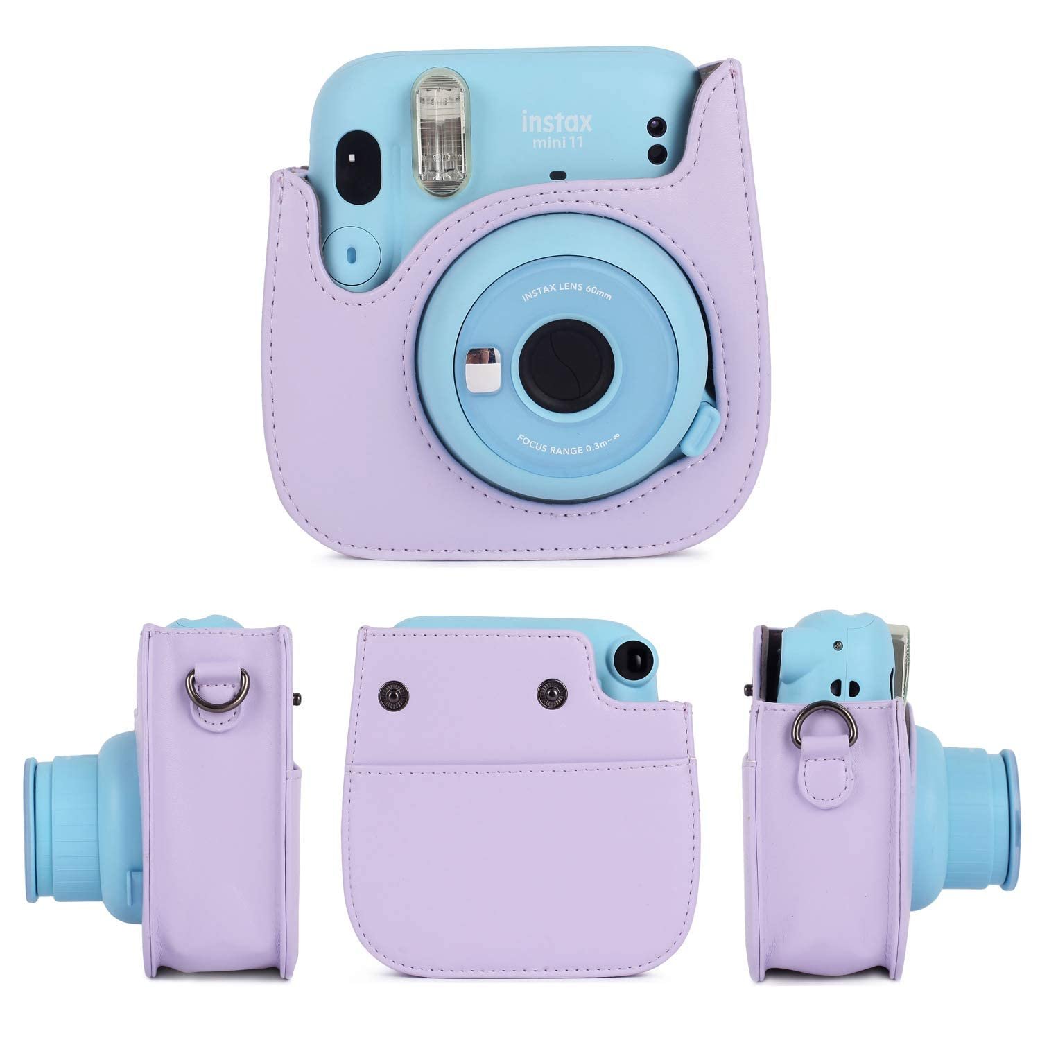 TEKTONIC Lilac Purple Instant Camera Case for Fujifilm Mini 11 & MIni 12 | PU Leather Protective Bag with Pocket & Adjustable Shoulder Strap - Image 2