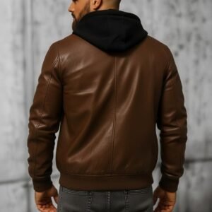 Blaq Ash Men’s Faux Leather Removable Hooded Jacket