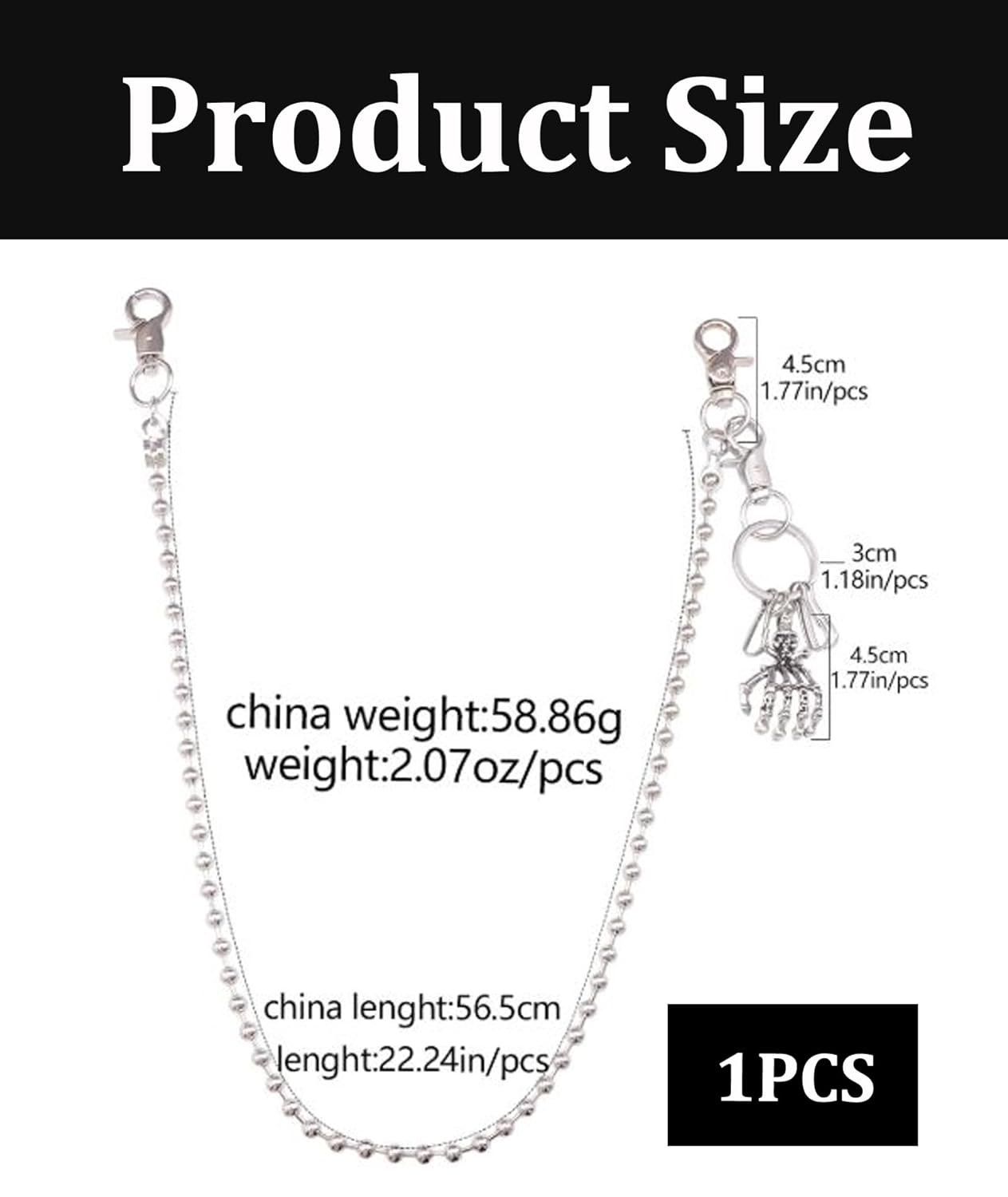 Gothic Jewellery, Jeans Chain for Men, Stylish Waist Chain for Motorcycle Riders Suitable for Daily Fashion Accessories - Image 2